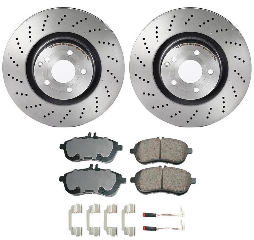 Mercedes Disc Brake Pad and Rotor Kit - Front (344mm) (Ceramic) (EURO) 000421141207 - Akebono Euro Ultra-Premium 4116487KIT